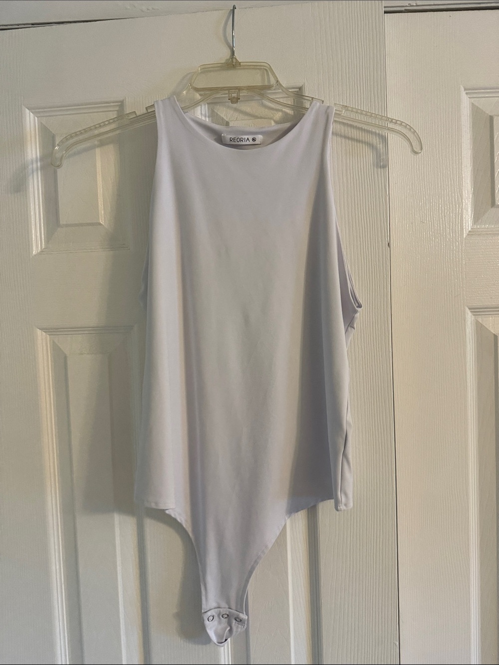 ReoRia White Sleeveless High-Neck Bodysuit
